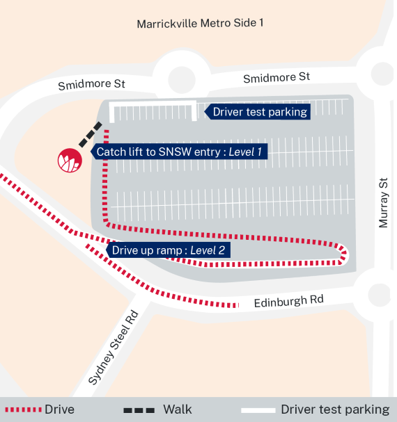 Marrickville Service Centre driver testing parking location